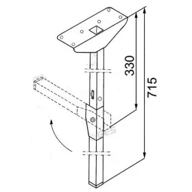 Pied de table 715 - 300 mm Gestek | pied intérieur pliable pour aménagement van et fourgon