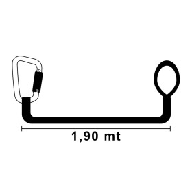 TREM Longe Segura 1,90m | 1 mousqueton Longe simple Segura 1,90m avec 1 mousqueton Trem | Longe, harnais & ligne de vie