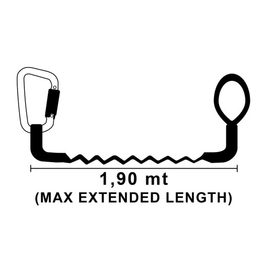 Longe élastique Segura 1 à 1,90m avec 1 mousqueton Trem | Longe, harnais & ligne de vie | Dimensions