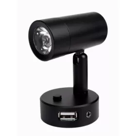 Liseuse LED orientable ø50x85mm à port USB Carbest |éclairage intérieur pour van aménagé, fourgon et bateau | noir