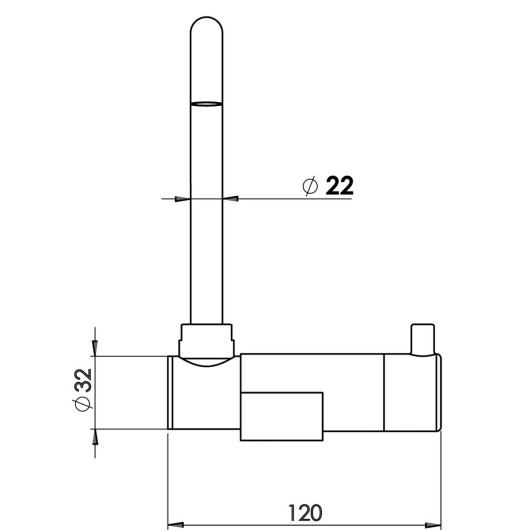 Robinet mitigeur Aqua eau froide/chaude en laiton chromé Trem | Robinet pour van aménagé et bateau | Dimensions de face