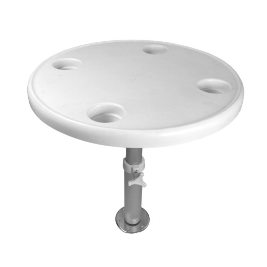 Table Trem diamètre 60 cm + pied télescopique de 40 à 70 cm + embase | Plateau & pied de table pour van et bateau