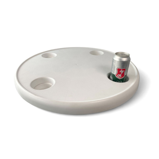 Table Trem diamètre 60 cm + pied télescopique de 40 à 70 cm + embase | Plateau & pied de table pour van et bateau | Dessus table