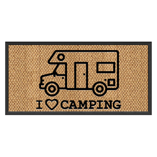 Paillasson I love camping en fibre de coco HOLIDAY TRAVEL | Tapis paillasson pour van aménagé et camping-car