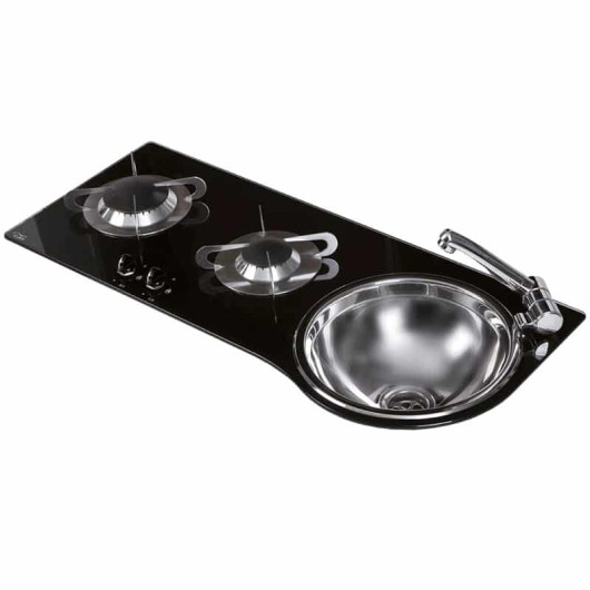 Combiné Cristal 2 feux + évier PV1364 Can | Évier et réchauds gaz pour van, fourgon et bateau