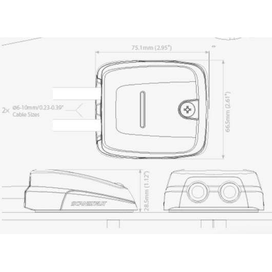 Passe-câble double DS-HD10 Scanstrut | Passe-câble étanche bateaux ou camping-cars | Dimensions