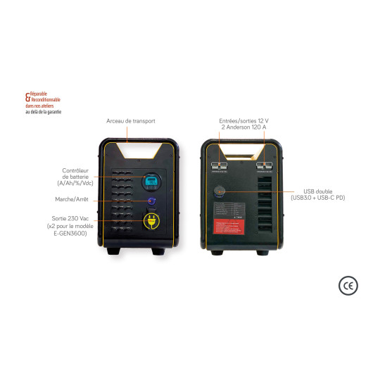 Batterie lithium portable haute puissance 3000W avec sortie 12V |  Station d'énergie nomade | Branchement