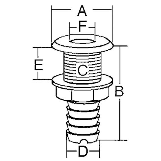 Passe-coque cannelé Trem | passe-coque ABS pour paroi et réservoir de bateau, van et camping-car | dimensions