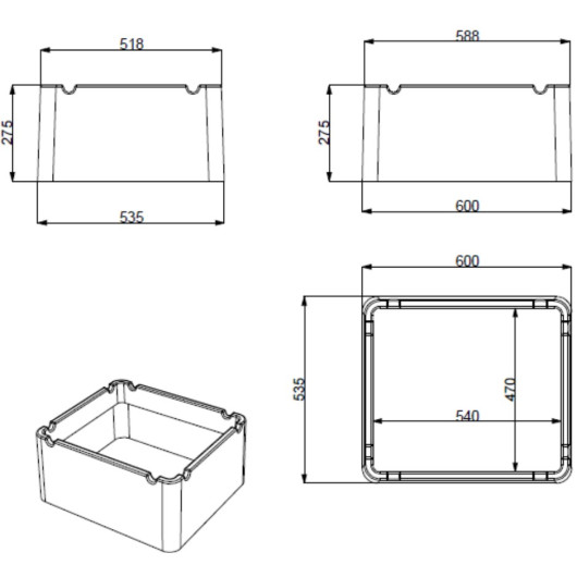 Bac 2 batteries 120 à 200 Ah Osculati | grand bac de stockage batterie 12V en bateau et camping-car | dimensions