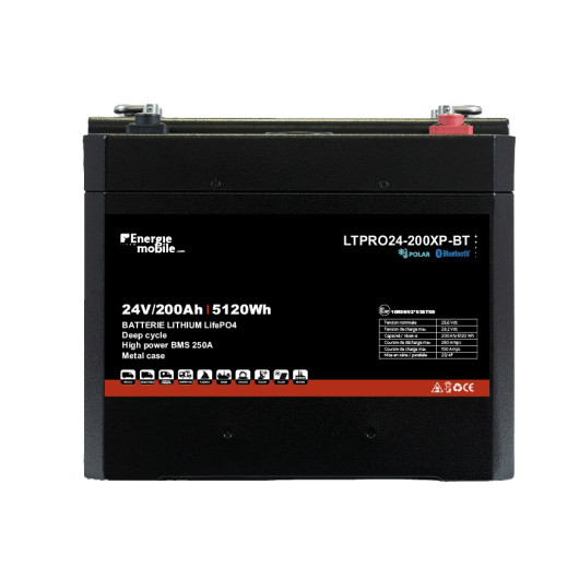 Batterie Lithium LTPRO24-300XP-BT Energie Mobile 24V / 300 Ah pour camping-car & bateau | Vue de face