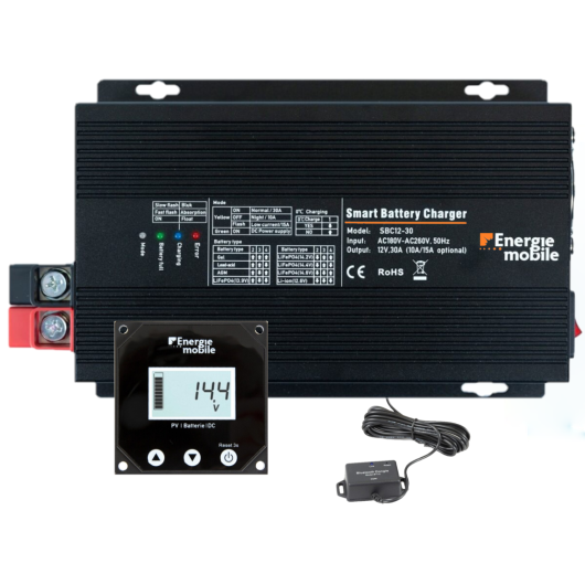 Chargeur de batterie SBC24-15 Énergie Mobile | 24V 15A pour bateau, van et camping-car | avec afficheur optionnel
