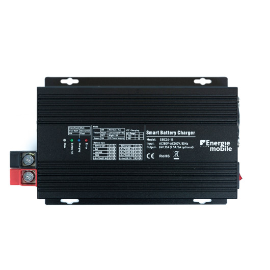 Chargeur de batterie SBC24-15 Énergie Mobile | 24V 15A pour bateau, van et camping-car