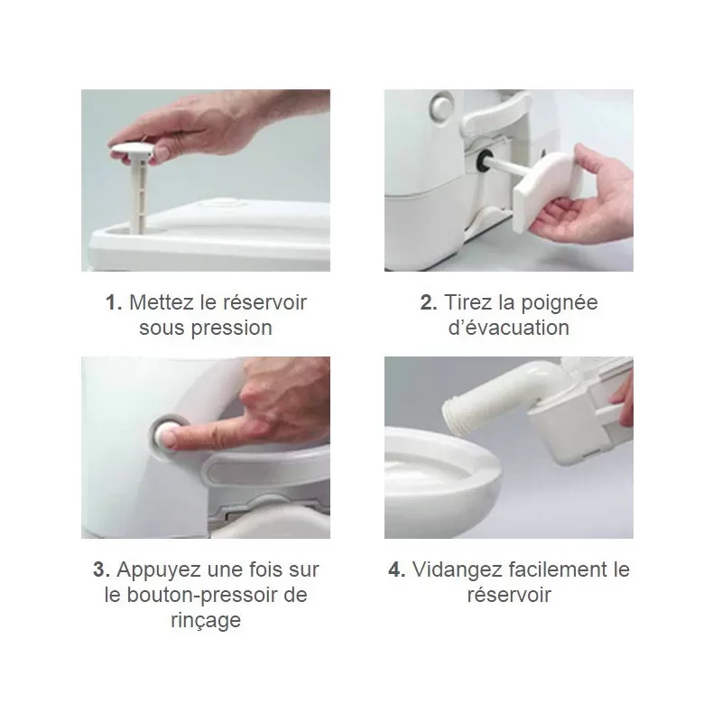 Toilette Portable Dometic 976 - 18 Litres - Siège Adulte, Chasse Pressurisée, Couvercle Verrouillable - Pour Camping, Camping-car, Bateau