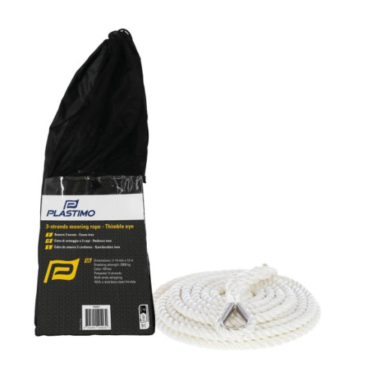 Bosse de mouillage avec épissure et cosse inox en bobine PLASTIMO pour bateau | Avec sac de rangement