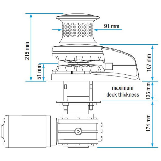 Guindeau V5 24 V avec poupée Lewmar | guindeau inox de 2000W pour bateau de 15 à 18 m | dimensions de profil
