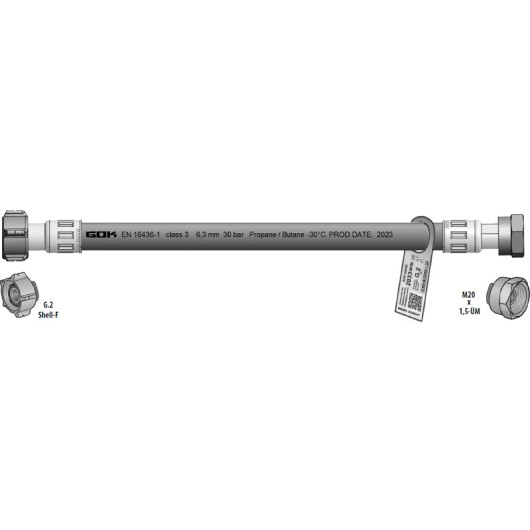 GOK Caramatic ConnectBasic lyre gaz haute pression G.2 pour véhicule aménagé : schémas avec marquage et raccords de connexion