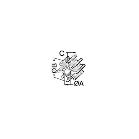 Turbine 13554-0001-P multi-marques CEF | turbine pour pompe à eau de moteur in-bord de bateau | dimensions