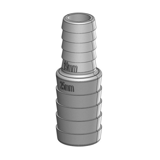 Réduction MM cannelé blanc Trudesign| Embout plomberie raccord accessoire réservoir| 25-19 mm