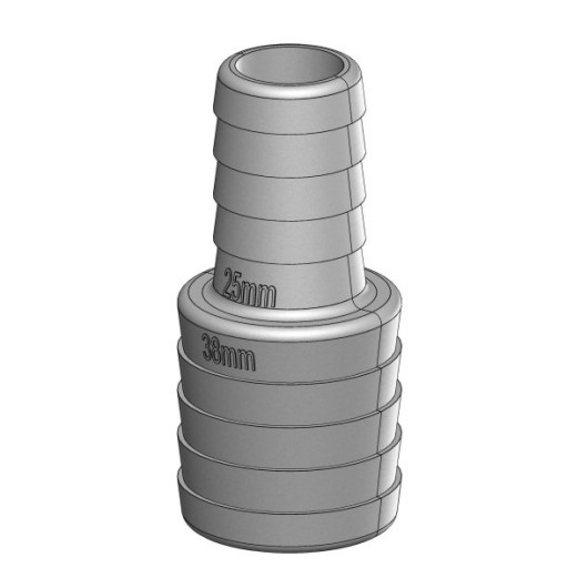 Réduction MM cannelé blanc Trudesign| Embout plomberie raccord accessoire réservoir| 38-25 mm