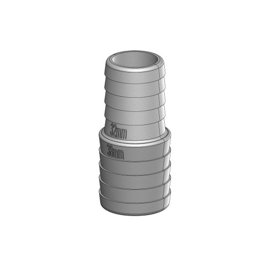 Réduction MM cannelé blanc Trudesign| Embout plomberie raccord accessoire réservoir| 38-32 mm