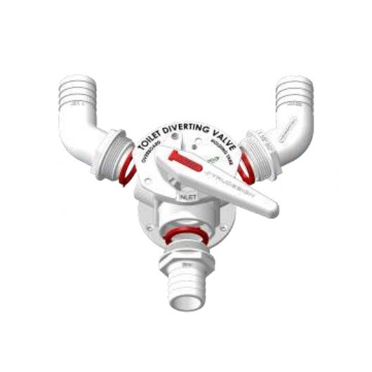 Vanne 3 voies Aquavalve Y Valve Blanc Trudesign | Accessoire WC pour bateau de plaisance croisière | choix des raccords