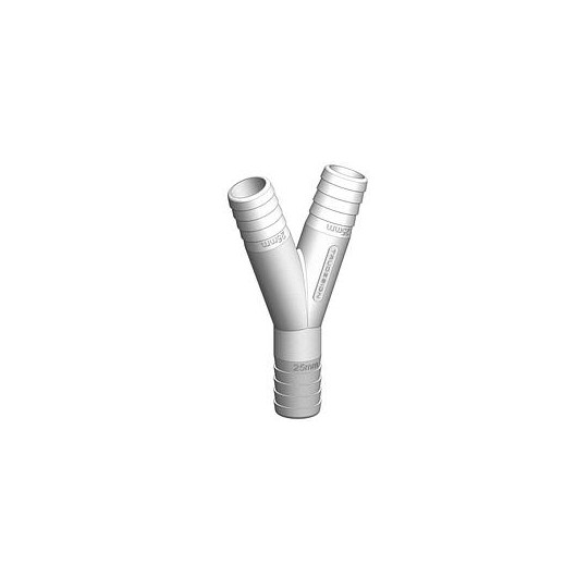 Raccord Y cannelé MM blanc TRUDESIGN | Embout plomberie, raccord & accessoire réservoir bateau ou van | 25 mm