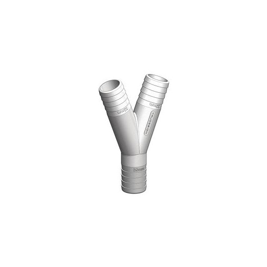 Raccord Y cannelé MM blanc TRUDESIGN | Embout plomberie, raccord & accessoire réservoir bateau ou van | 32 mm