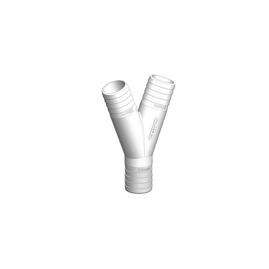 Raccord Y cannelé MM blanc TRUDESIGN | Embout plomberie, raccord & accessoire réservoir bateau ou van | 38 mm