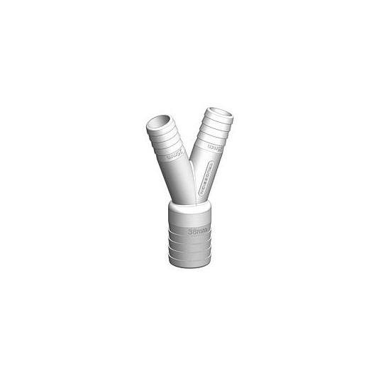 Raccord Y cannelé blanc 25-25-38 Trudesign | Embout plomberie, raccord & accessoire réservoir bateau | nylon renforcé