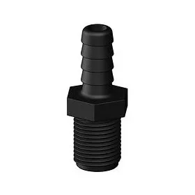 Raccord droit MM long fileté cannelé noir Trudesign | Embout plomberie, raccord accessoire réservoir | 13 mm