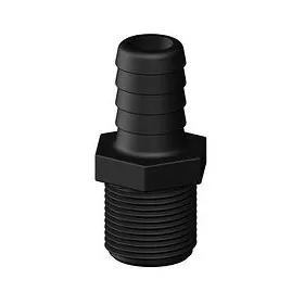 Raccord droit MM long fileté cannelé noir Trudesign | Embout plomberie, raccord accessoire réservoir | 13 mm