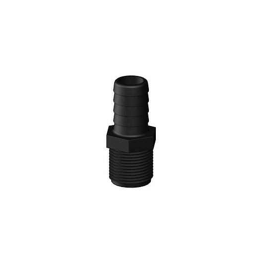 Raccord droit MM long fileté cannelé noir Trudesign | Embout plomberie, raccord accessoire réservoir | 25 mm