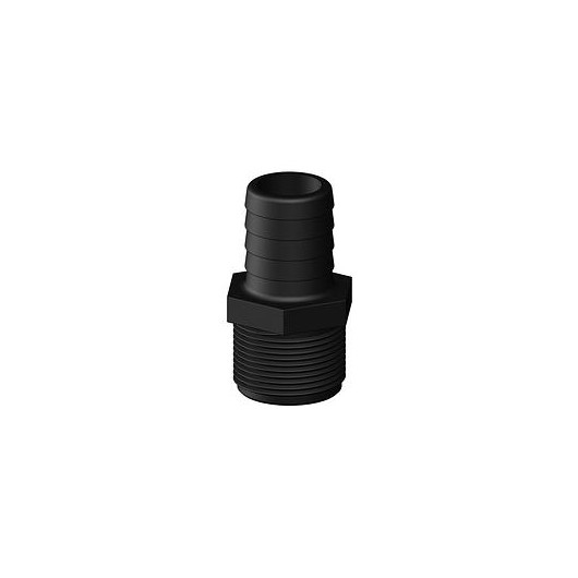 Raccord droit MM long fileté cannelé noir Trudesign | Embout plomberie, raccord accessoire réservoir | 32 mm