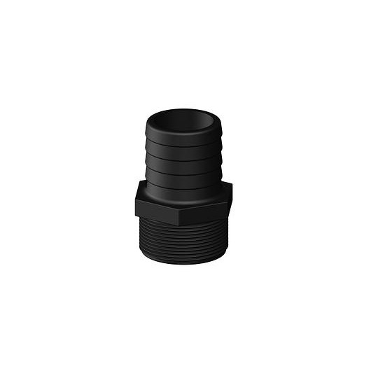 Raccord droit MM long fileté cannelé noir Trudesign | Embout plomberie, raccord accessoire réservoir | 38 mm