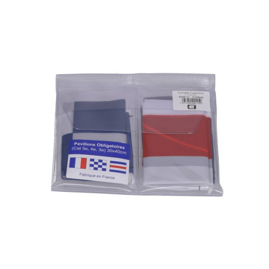 Pochette 3 pavillons Plastimo 30 x 40 cm | Pavillons réglementaire | Pochette