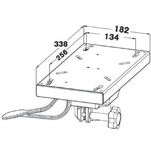 Pied + platine télescopique anodisé - accessoire pour siège de pilotage - dimensions