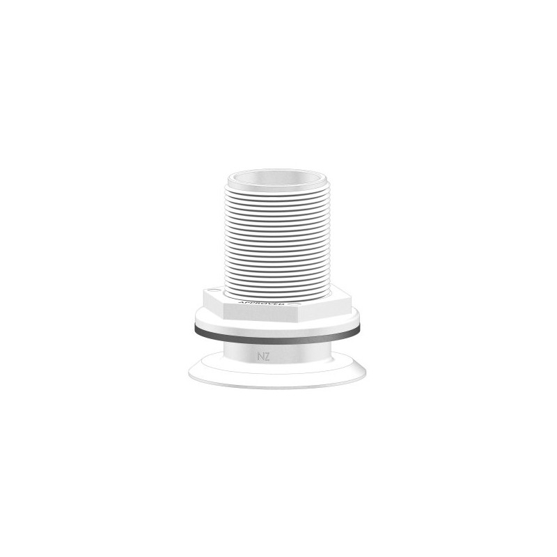 OSCULATI Passe-Coque Fileté Plastique Blanc 1″1/2 – Réf. 17.394.04