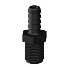 TRUDESIGN Raccord droit MM inégal fileté cannelé BSP noir Raccord droit MM inégale fileté cannelé noir Trudesign | Embout plomberie, raccord pour bateau ou van | 1/2" 16 mm