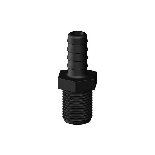 Raccord droit MM inégale fileté cannelé noir Trudesign | Embout plomberie, raccord pour bateau ou van | 1/2" 16 mm