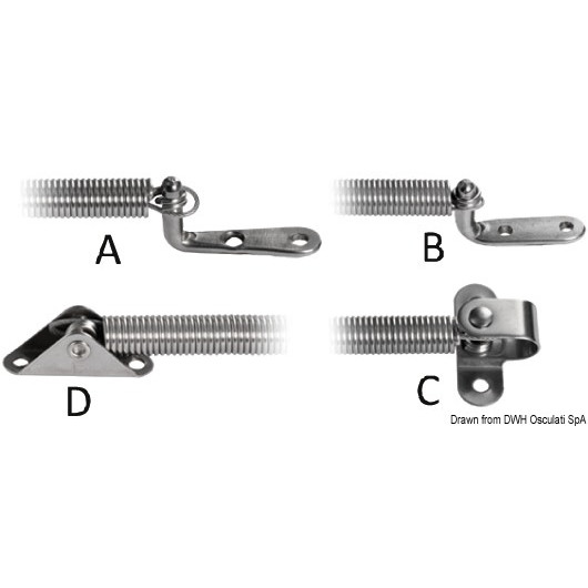 Compas inox à ressort 220 mm C Osculati | Compas & vérin pour coffre de bateau | Plusieurs terminaisons