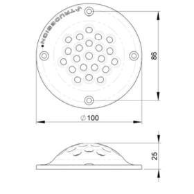 Crépine écope blanche ronde 1"1/4 Trudesign | Passe-coque, évent de bateau de croisière ou à moteur | gamme
