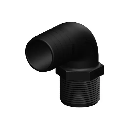 Coude 90° MM fileté cannelé noir Trudesign | Embout plomberie, raccord & accessoire réservoir bateau | 38 mm 1"1/2
