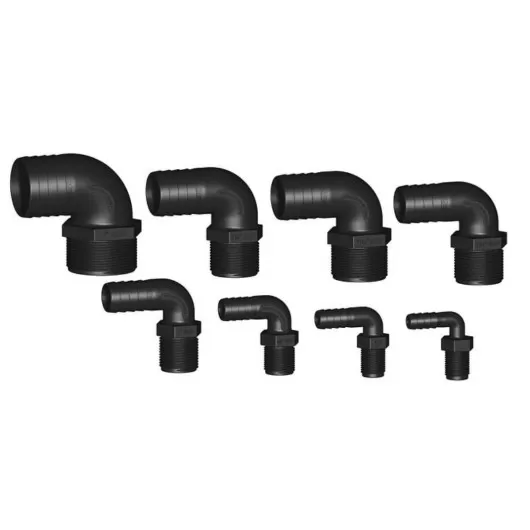 Coude 90° MM fileté cannelé noir Trudesign | Embout plomberie, raccord & accessoire réservoir bateau | Gamme