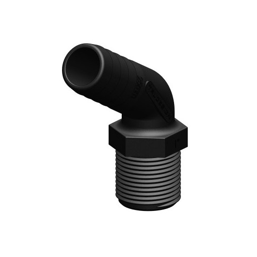 Coude 120° MM fileté cannelé BSP Trudesign | Embout plomberie, raccord & accessoire réservoir bateau | 32 mm