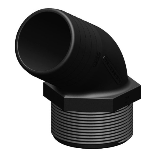 Coude 120° MM fileté cannelé BSP Trudesign | Embout plomberie, raccord & accessoire réservoir bateau | 50 mm