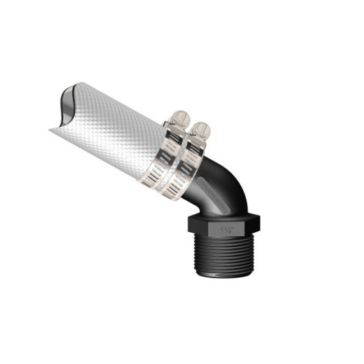 Coude 120° MM fileté cannelé BSP Trudesign | Embout plomberie, raccord & accessoire réservoir bateau | 2 colliers