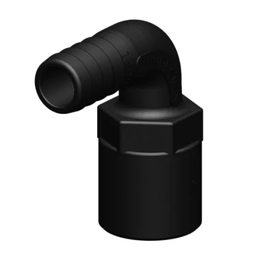 Coude 90° FM fileté cannelé noir BSP Trudesign | Embout plomberie, raccord & accessoire réservoir | 19 mm 3/4"