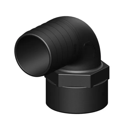 Coude 90° FM fileté cannelé noir BSP Trudesign | Embout plomberie, raccord & accessoire réservoir | 50 mm 2"