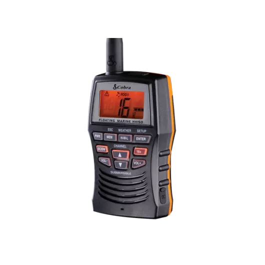 VHF Portable Cobra Marine MRHH150 | VHF usage plaisance et loisirs | Vue de 3/4 face