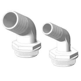 Coude 120° MM fileté cannelé blanc joint bleu Trudesign| Raccord, embout plomberie accessoire réservoir | 2 modèles